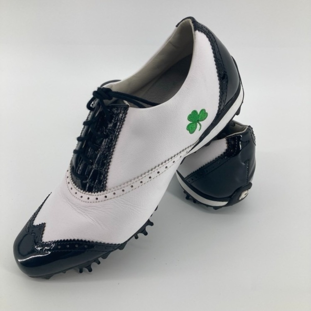 FootJoy LoPro Golf Shoe Women 9 N White‎ Black Shamrock Spectator Soft Spike